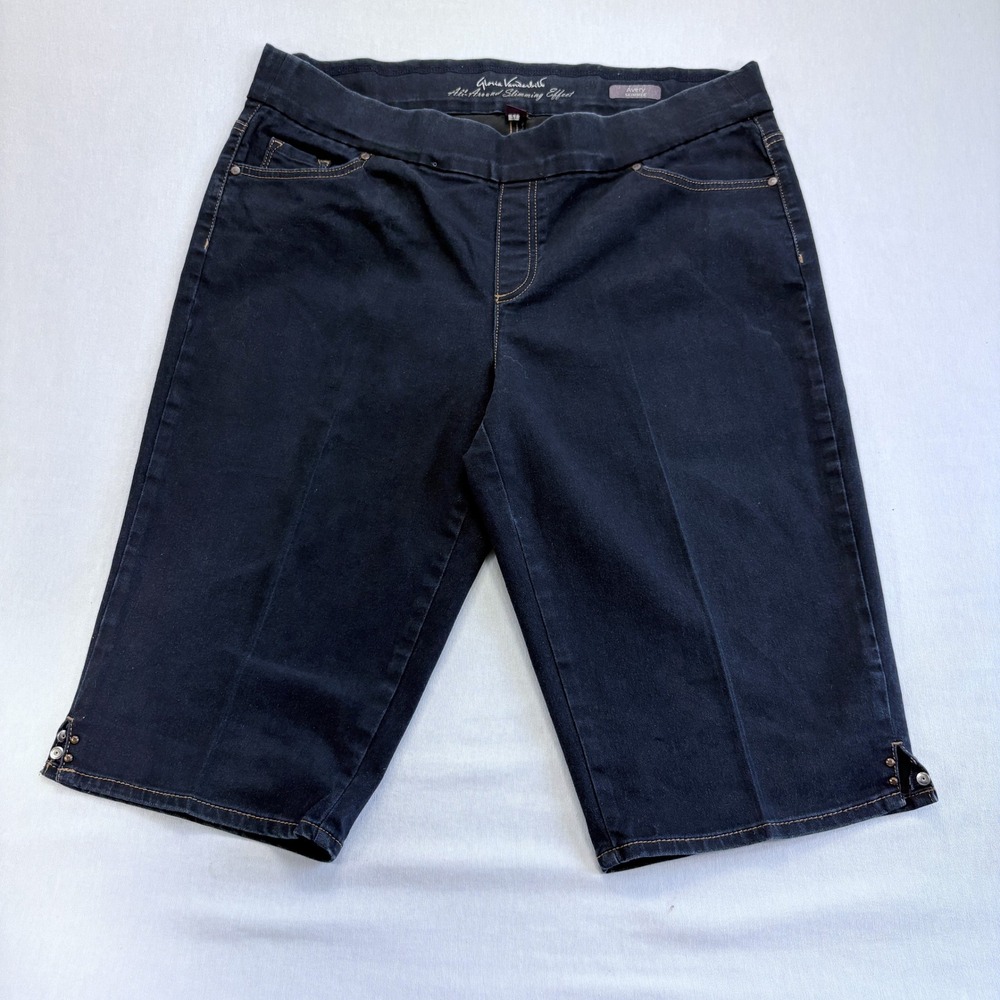 Gloria Vanderbilt Avery Skimmer Shorts 18W Dark Wash Slimming Pull On Stretch